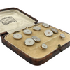Antique Harrods London gentlemen's&nbsp;seed pearl 9k/18k gold shirt button and cufflink set. This exceptional set comes in it's original Harrods presentation box.