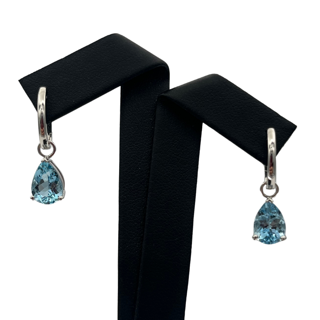 Daisy Exclusive 3.41ct Aquamarine Pear Drop Earring Enhancers 18k white gold - Daisy Exclusive Jewellers