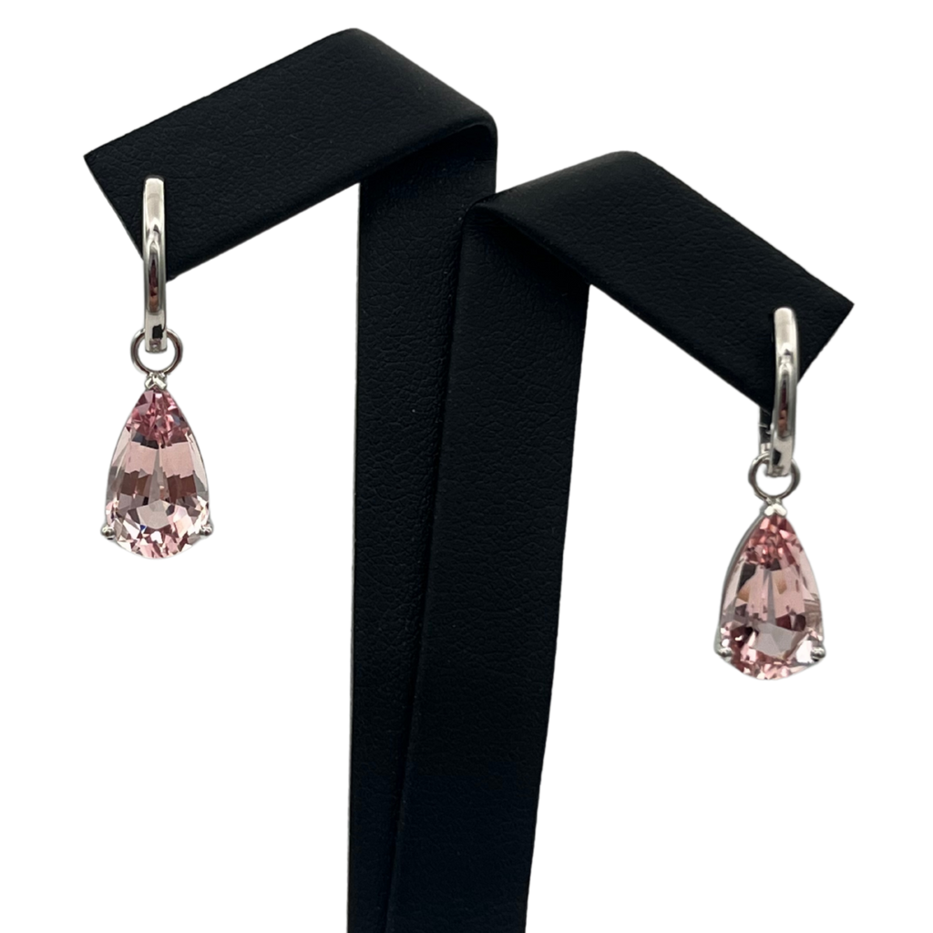 Daisy Exclusive Morganite Pear Drop Earring Enhancers 18k white gold - daisy exclusive jewellers