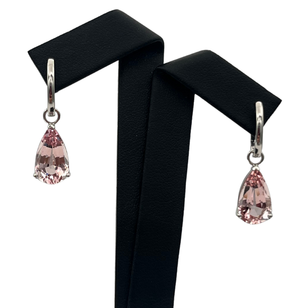 Daisy Exclusive Morganite Pear Drop Earring Enhancers 18k white gold - daisy exclusive jewellers