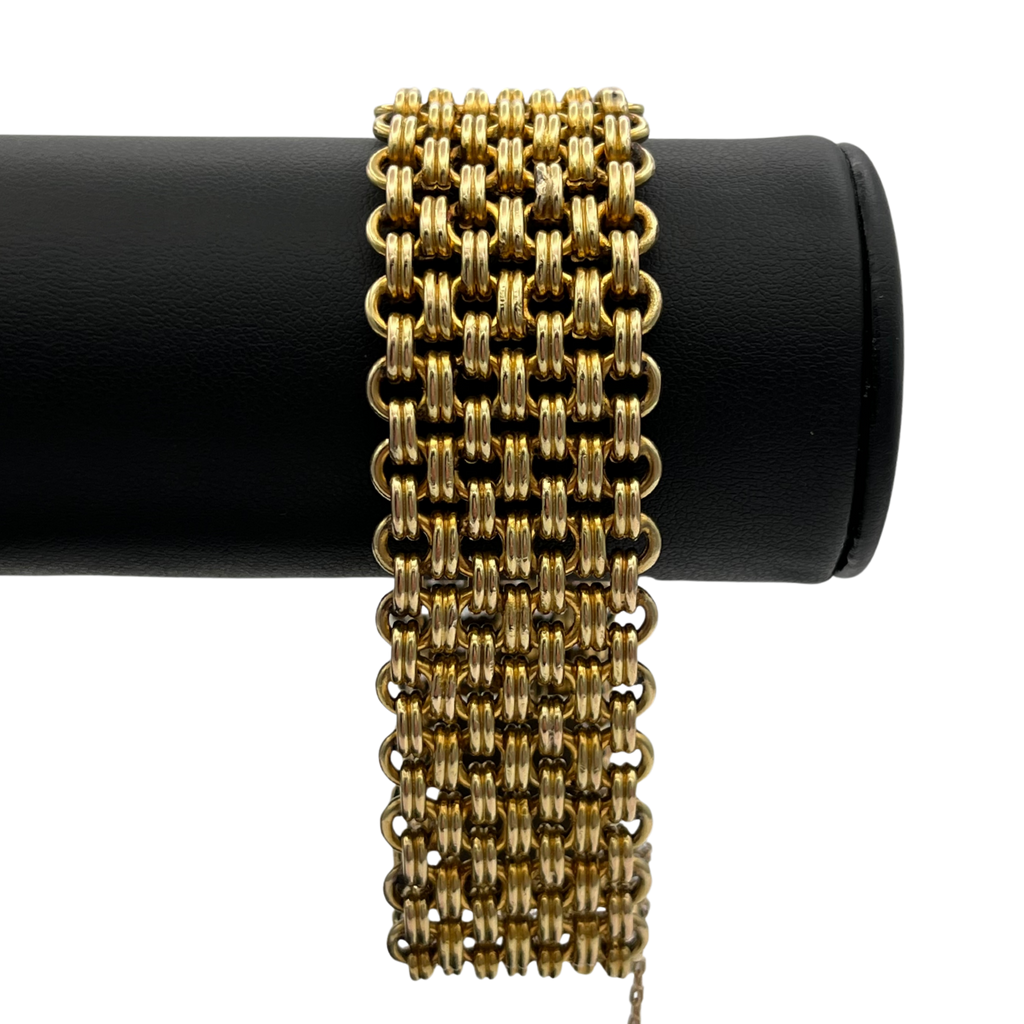 Hungarian Solid 14k Yellow Gold Panther Link Bracelet c.1950 - daisy exclusive jewellers