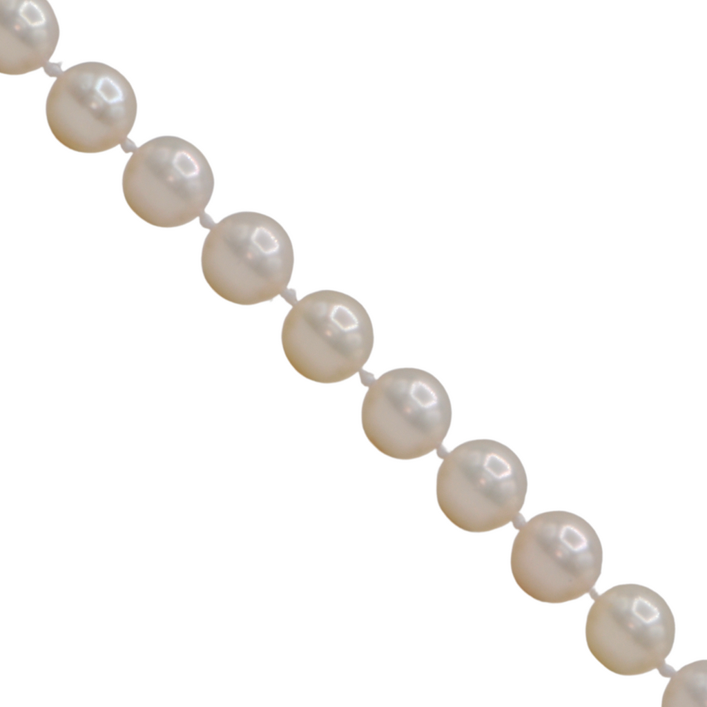 Daisy Exclusive 17" 7.5-8.0mm Single Strand Japanese Cultured Pearl Necklace with 18k Gold Lobster Clasp + Montreal Estate Jewelers