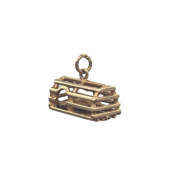Vintage 10K Yellow Gold Lobster in Cage Charm