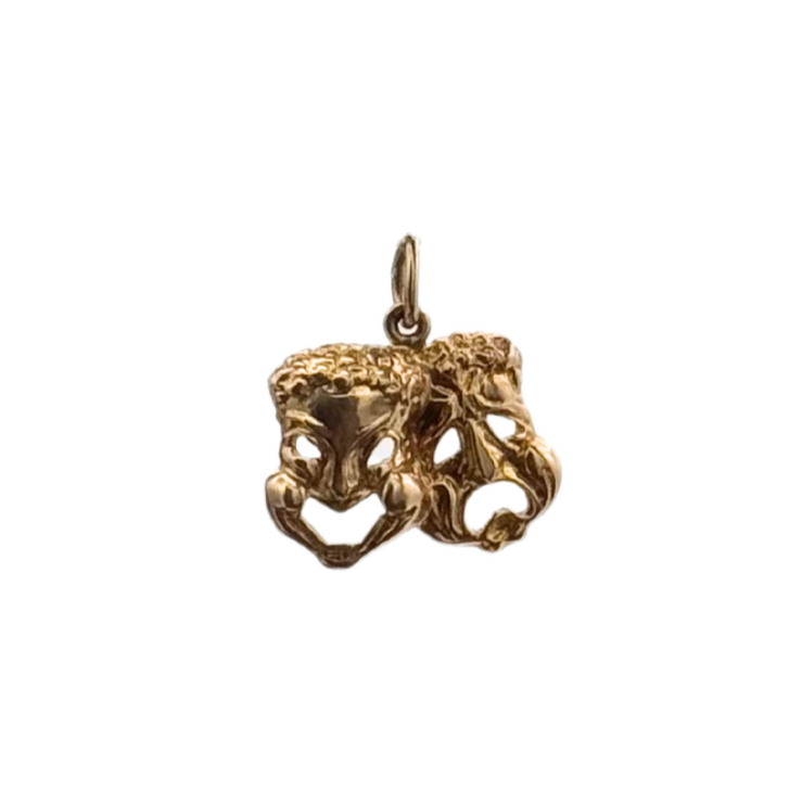 Vintage 14K Yellow Gold Tragedy and Comedy Charm