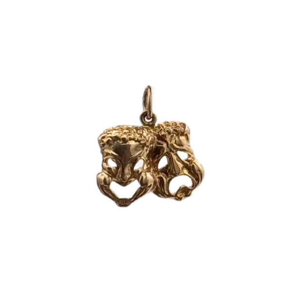 Vintage 14K Yellow Gold Tragedy and Comedy Charm