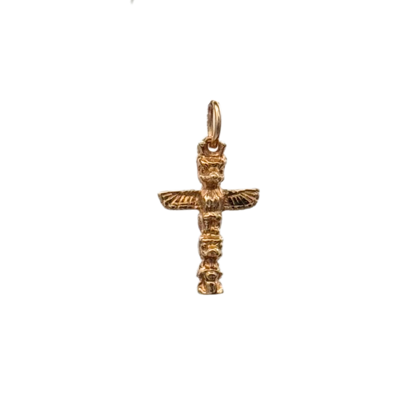 Vintage 14 K Yellow Gold Totem Pole Charm