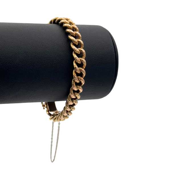 Vintage 14k Rose Gold Engraved Curb Link Bracelet