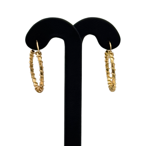 Vintage 18K Yellow Gold Twisted Hoop Earrings