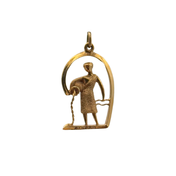 Vintage 18K yellow gold aquarius zodiac sign charm