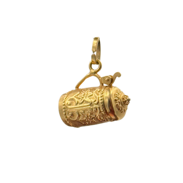 Vintage 18K yellow gold hollow beer stein charm