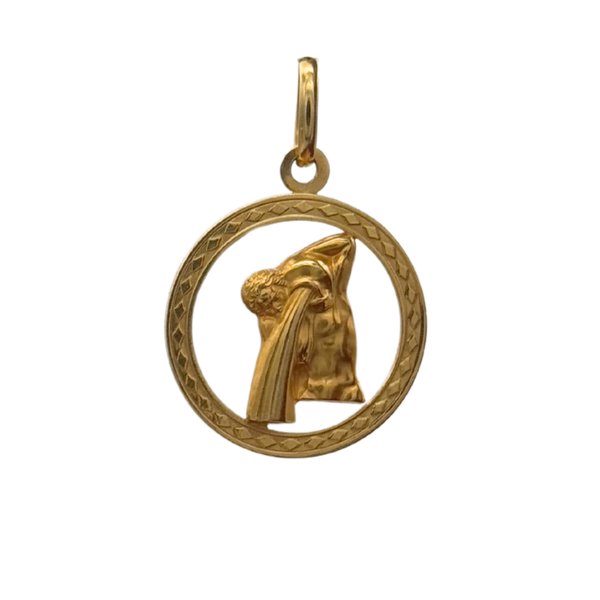 Vintage 18k Yellow Gold Aquarius Zodiac Sign Charm