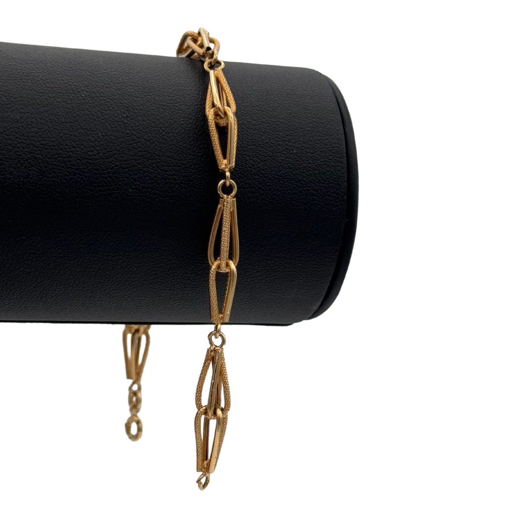 Vintage 18k Yellow Gold Geometric Fancy Link Bracelet