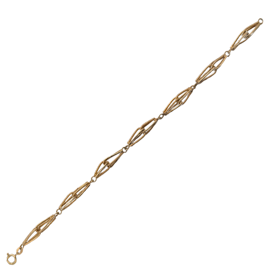 Vintage 18k Yellow Gold Geometric Fancy Link Bracelet
