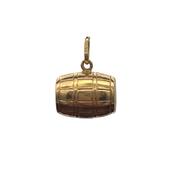 Vintage 18k Yellow Gold Whiskey Barrel Charm - Daisy Exclusive Jewellers