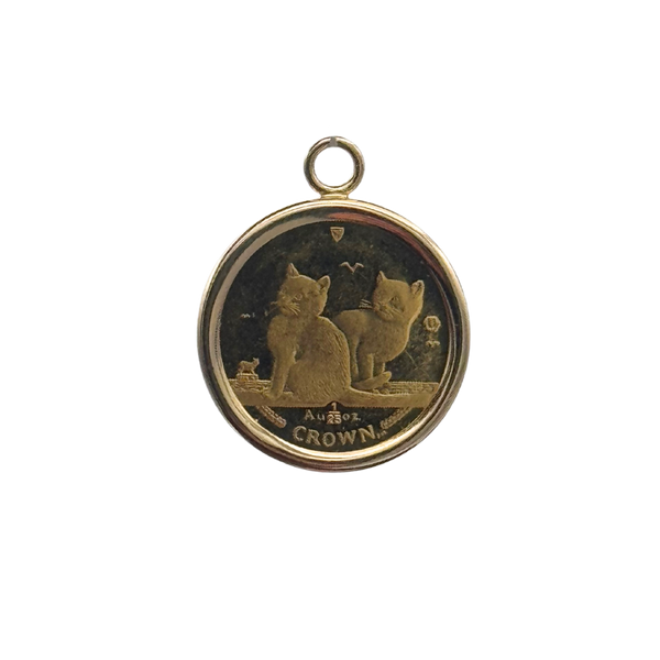 Vintage 24K Gold Isle of Man Cat Coin
