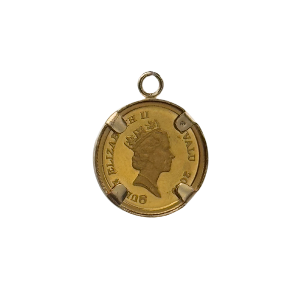Vintage 24K Gold Tuvalu 3 Dollar 2000 Coin Charm
