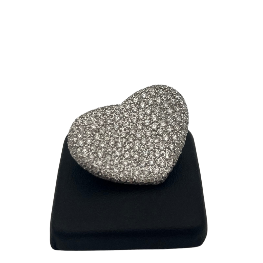 Vintage Birks 3.6ct Diamond Tilted Heart Pendant/Brooch in 18k White Gold - daisy exclusive jewellers