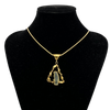 Gold necklace with a bird pendant on a black mannequin bust