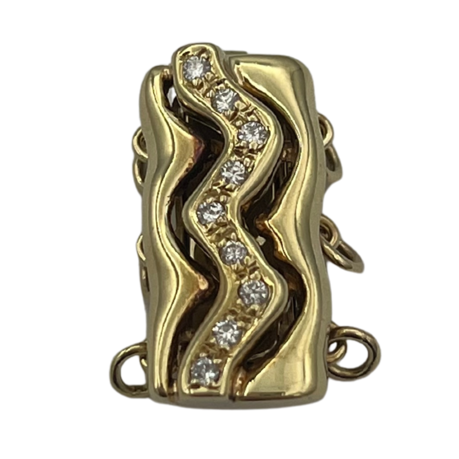 Vintage Diamond 14k Yellow Gold Three-Strand 'Zig-Zag' Push Clasp - daisy exclusive jewellers