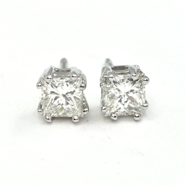 1.42 ct Diamond stud Princess Cut earrings - GIA certified - montreal jeweller - Daisy Exclusive
