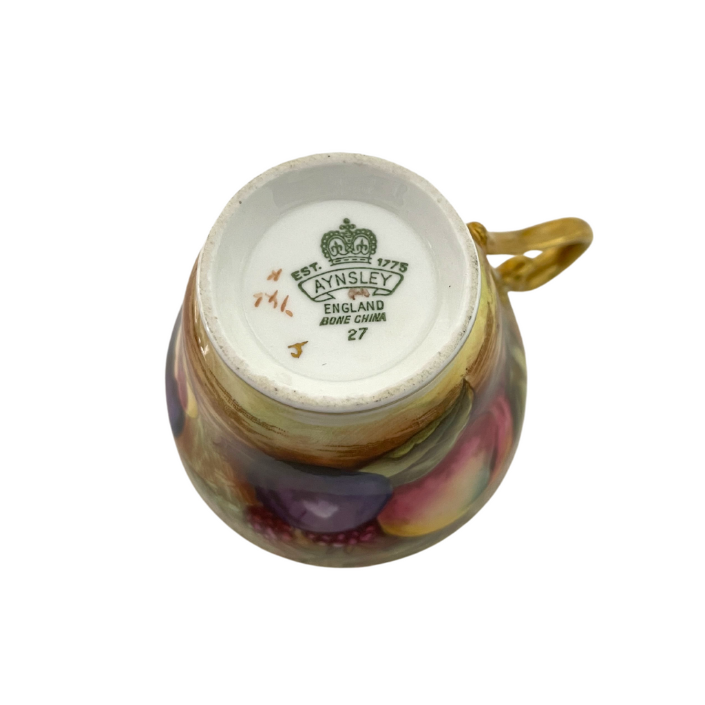 Vintage Aynsley 'Orchard Gold' Small Teacup and Saucer Signed 'N.Brunt' + Montreal Estate Jewelers
