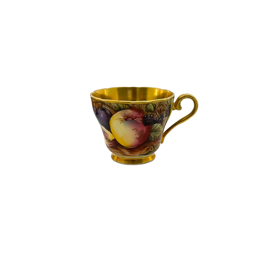 Vintage Aynsley 'Orchard Gold' Small Teacup and Saucer Signed 'N.Brunt' + Montreal Estate Jewelers
