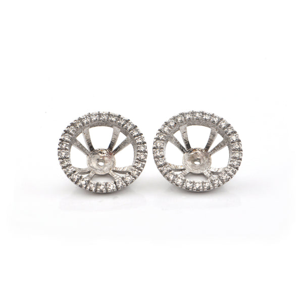 0.65CT Diamond 18K White Gold  Pearl Earring Enhancers + Montreal Estate Jewelers