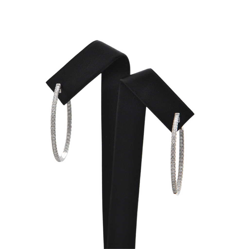 18K White Gold Diamond Large Round Hoop Earrings + Montreal Estate Jewelers