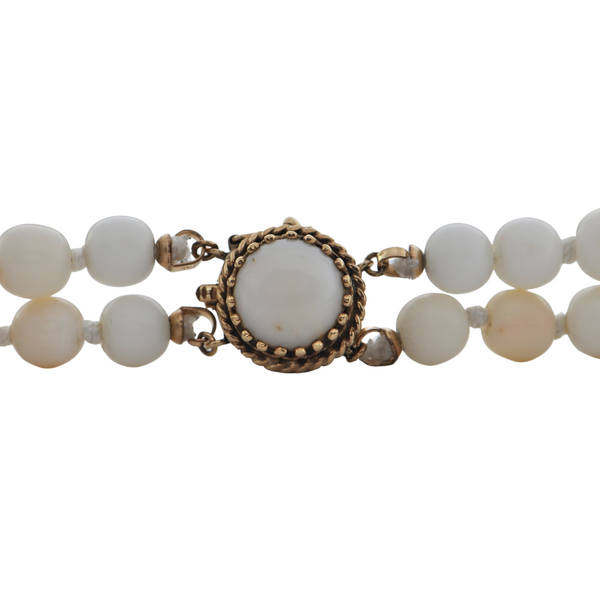 Vintage Angel Skin Coral Graduated Double Strand Necklace + Montreal Estate Jewelers