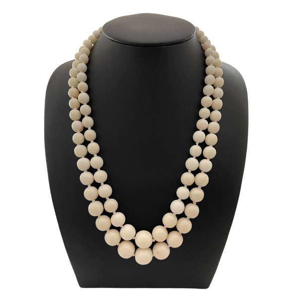 Vintage Angel Skin Coral Graduated Double Strand Necklace + Montreal Estate Jewelers