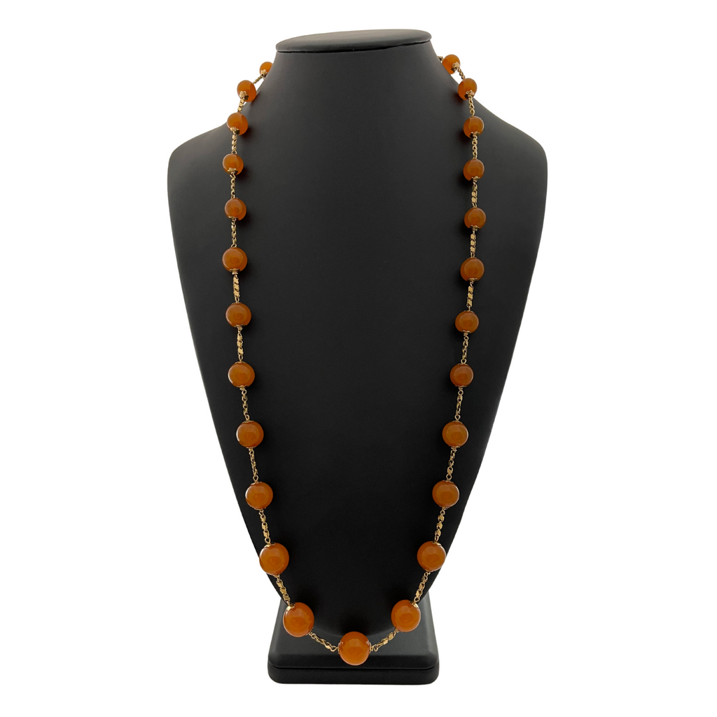 Vintage Amber Bead 18k yellow gold necklace + Montreal Estate Jewelers