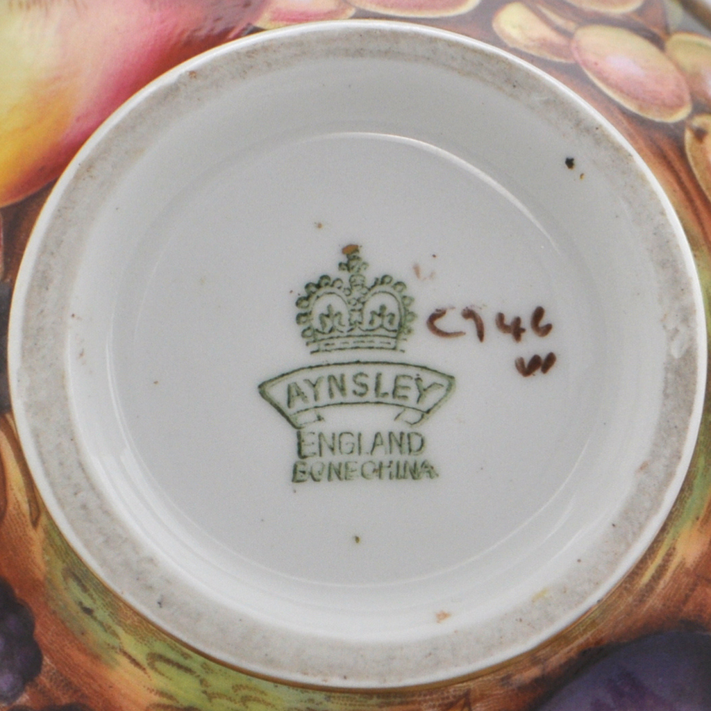 Vintage Aynsley 'Orchard Gold' Creamer and Open Sugar Bowl Set Signed 'N.Brunt' and 'D.Jones' + Montreal Estate Jewelers