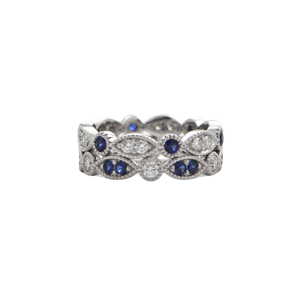 Daisy Exclusive Diamond and Sapphire 18K White Gold Eternity Band